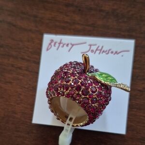Betsey Johnson Sparkling Red Apple Ring